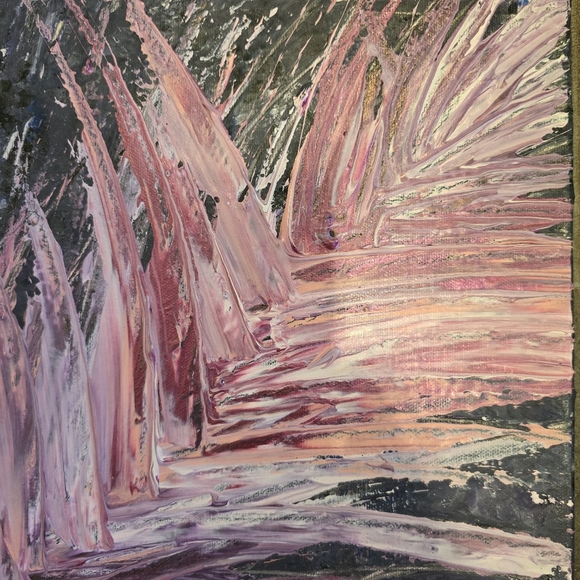 HANDCRAFTED Abstract Painting HANDPAINTED Wall Art Decor Pink Gray Purple Blue - Picture 7 of 17